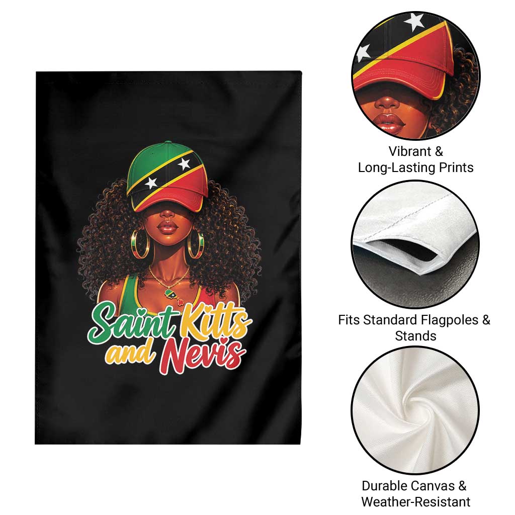 Saint Kitts and Nevis Princess Garden Flag Melanin Afro Girl Heritage Gift for Black Girls