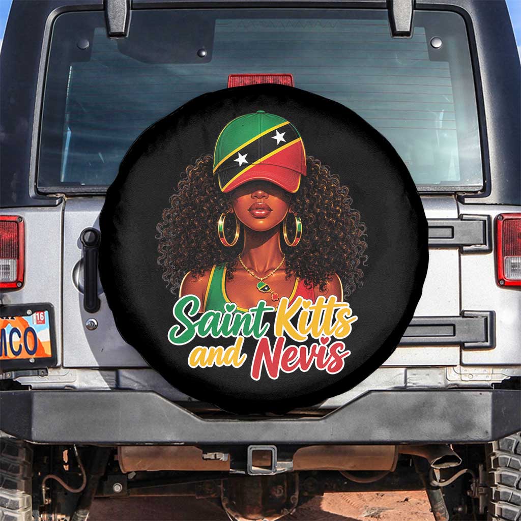 Saint Kitts and Nevis Princess Spare Tire Cover Melanin Afro Girl Heritage Gift for Black Girls