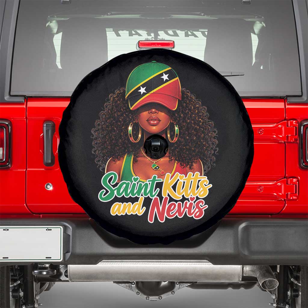 Saint Kitts and Nevis Princess Spare Tire Cover Melanin Afro Girl Heritage Gift for Black Girls
