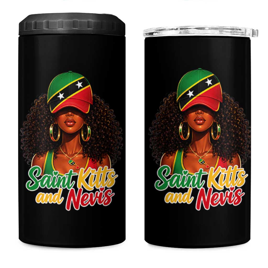 Saint Kitts and Nevis Princess 4 in 1 Can Cooler Tumbler Melanin Afro Girl Heritage Gift for Black Girls