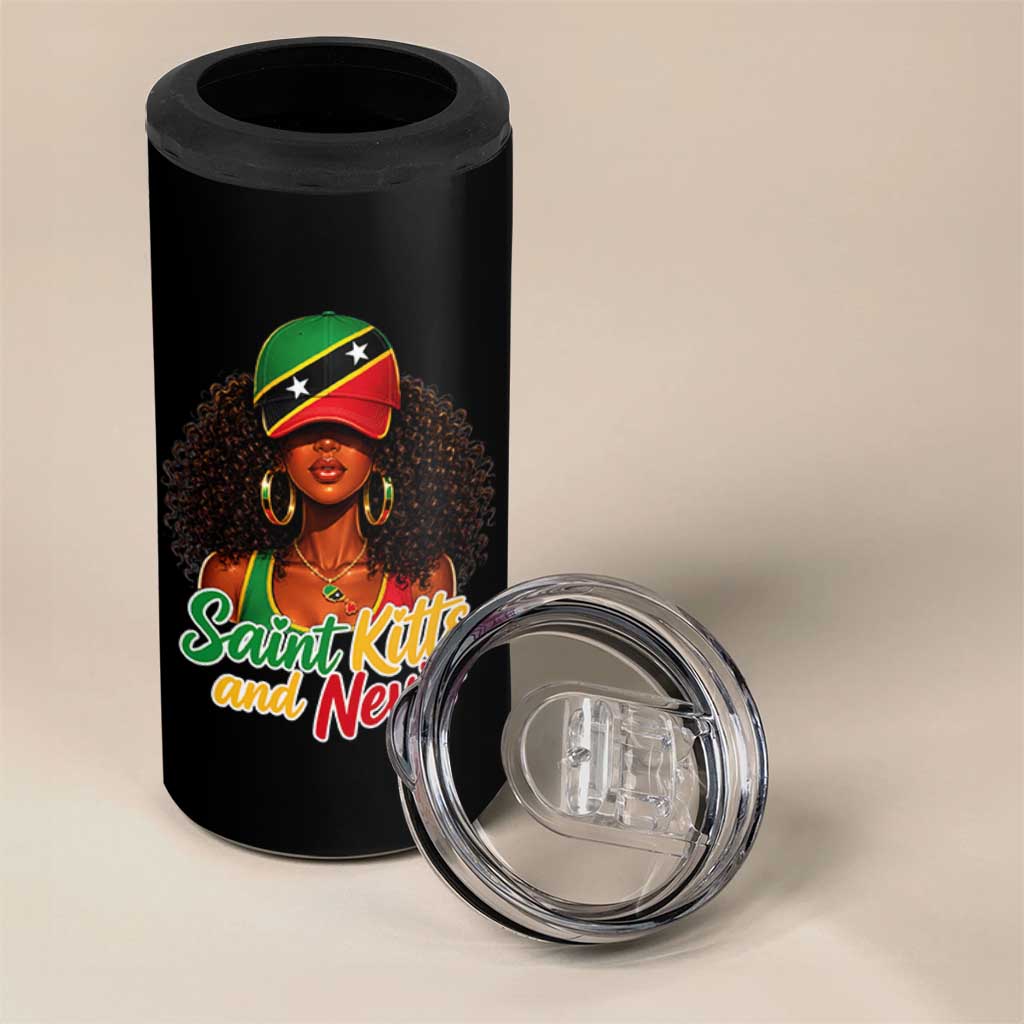 Saint Kitts and Nevis Princess 4 in 1 Can Cooler Tumbler Melanin Afro Girl Heritage Gift for Black Girls