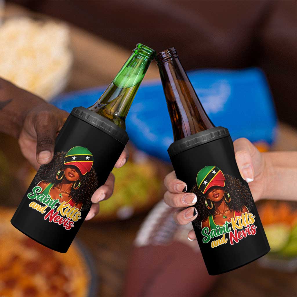 Saint Kitts and Nevis Princess 4 in 1 Can Cooler Tumbler Melanin Afro Girl Heritage Gift for Black Girls