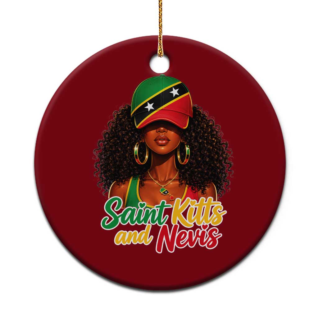 Saint Kitts and Nevis Princess Ceramic Ornament Melanin Afro Girl Heritage Gift for Black Girls
