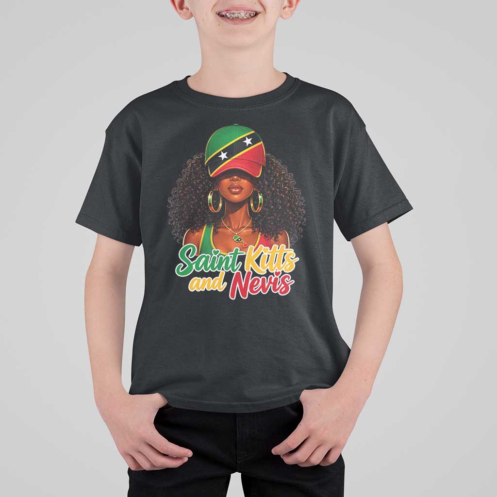 Saint Kitts and Nevis Princess T Shirt For Kid Melanin Afro Girl Heritage Gift for Black Girls