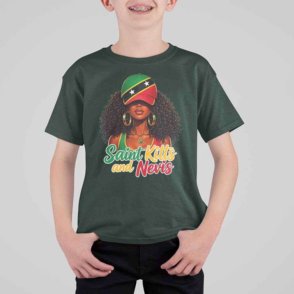 Saint Kitts and Nevis Princess T Shirt For Kid Melanin Afro Girl Heritage Gift for Black Girls