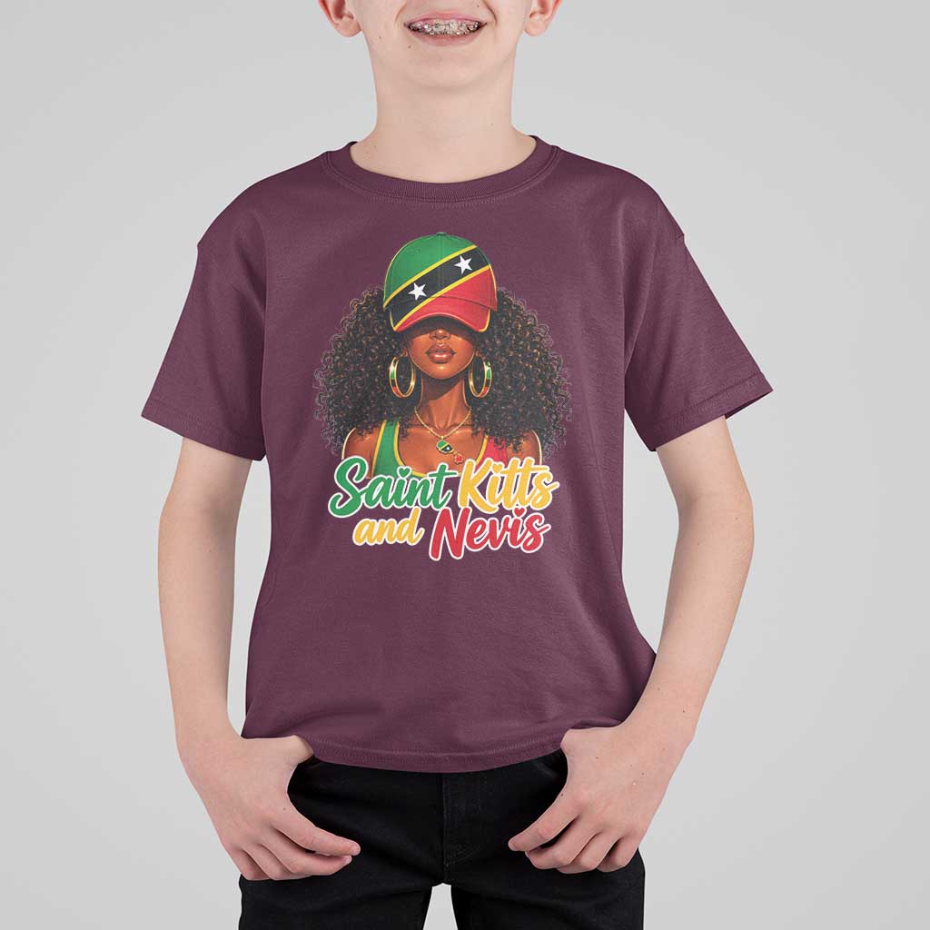 Saint Kitts and Nevis Princess T Shirt For Kid Melanin Afro Girl Heritage Gift for Black Girls