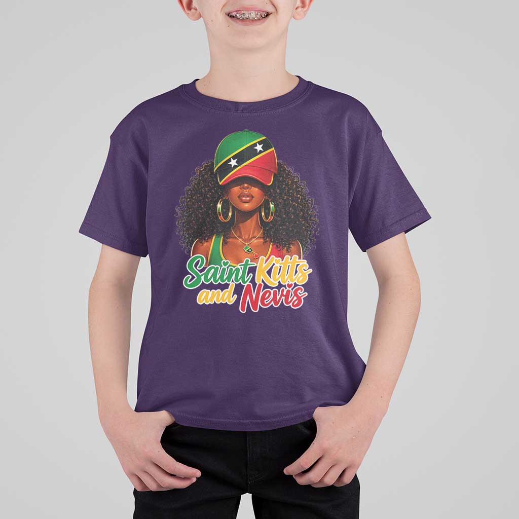 Saint Kitts and Nevis Princess T Shirt For Kid Melanin Afro Girl Heritage Gift for Black Girls