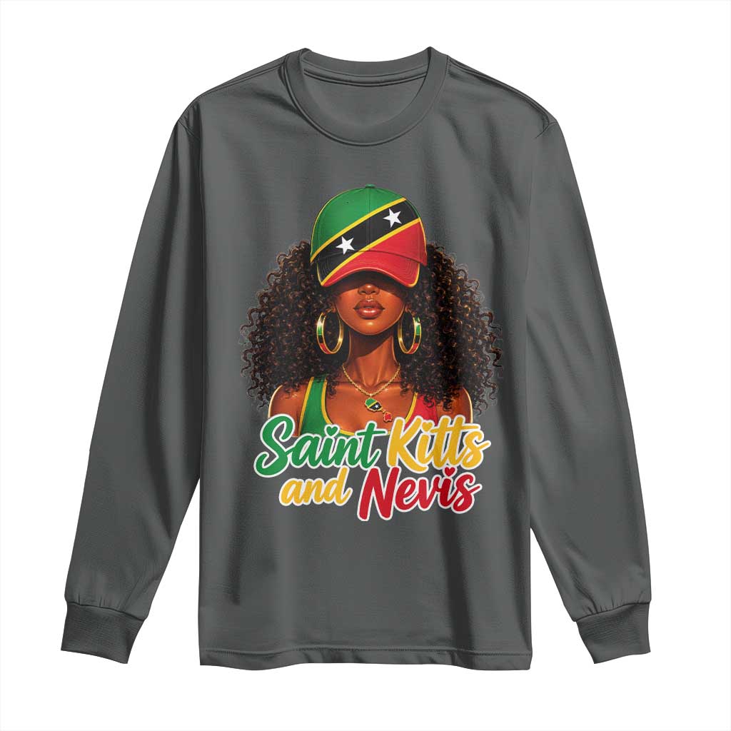Saint Kitts and Nevis Princess Long Sleeve Shirt Melanin Afro Girl Heritage Gift for Black Girls