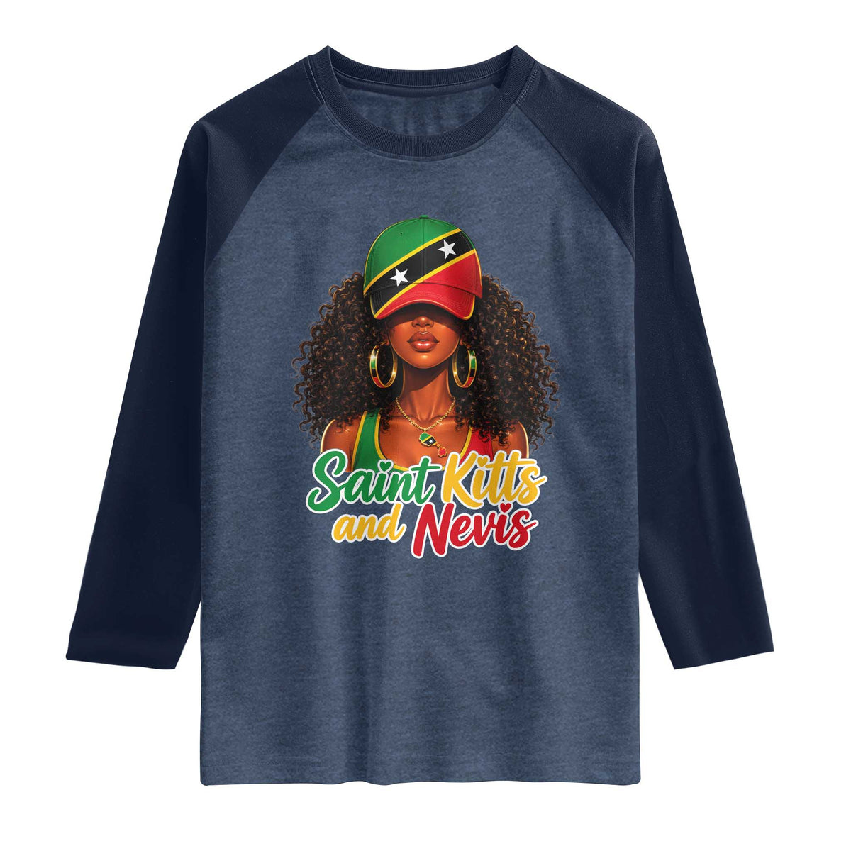 Saint Kitts and Nevis Princess Raglan Shirt Melanin Afro Girl Heritage Gift for Black Girls