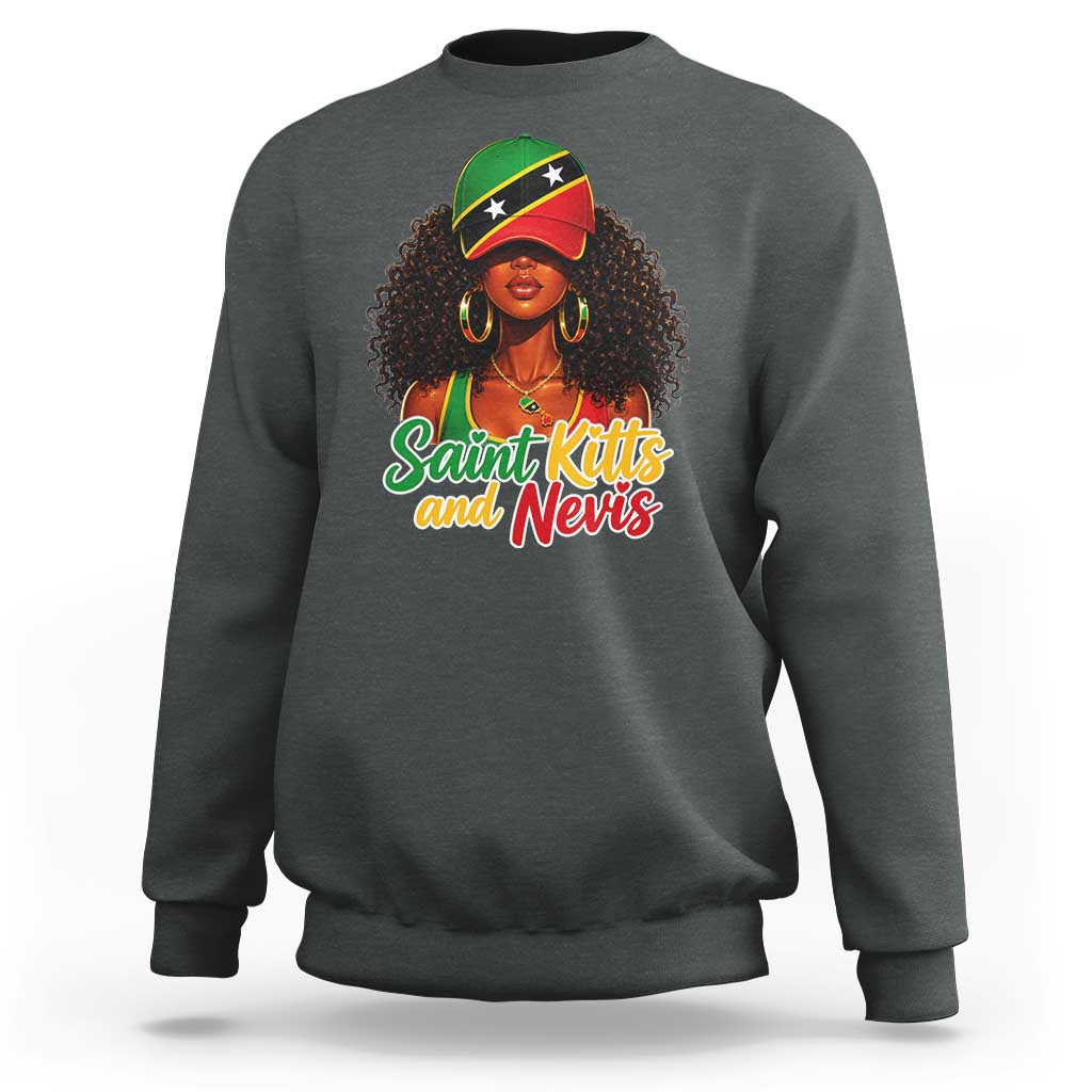 Saint Kitts and Nevis Princess Sweatshirt Melanin Afro Girl Heritage Gift for Black Girls