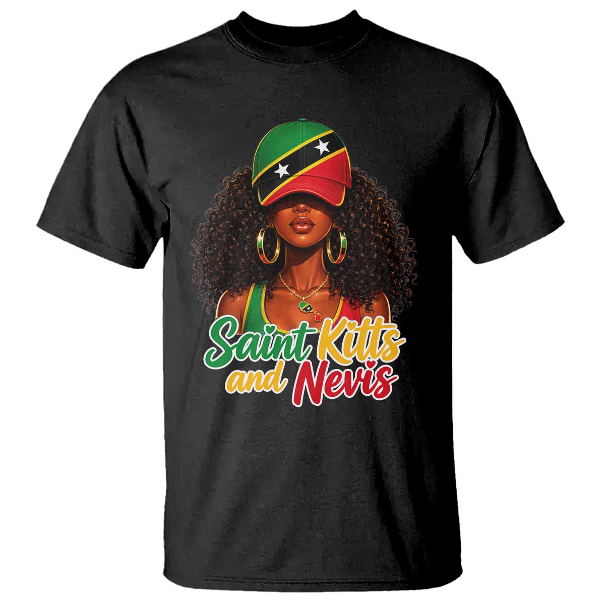 Saint Kitts and Nevis Princess T Shirt Melanin Afro Girl Heritage Gift for Black Girls