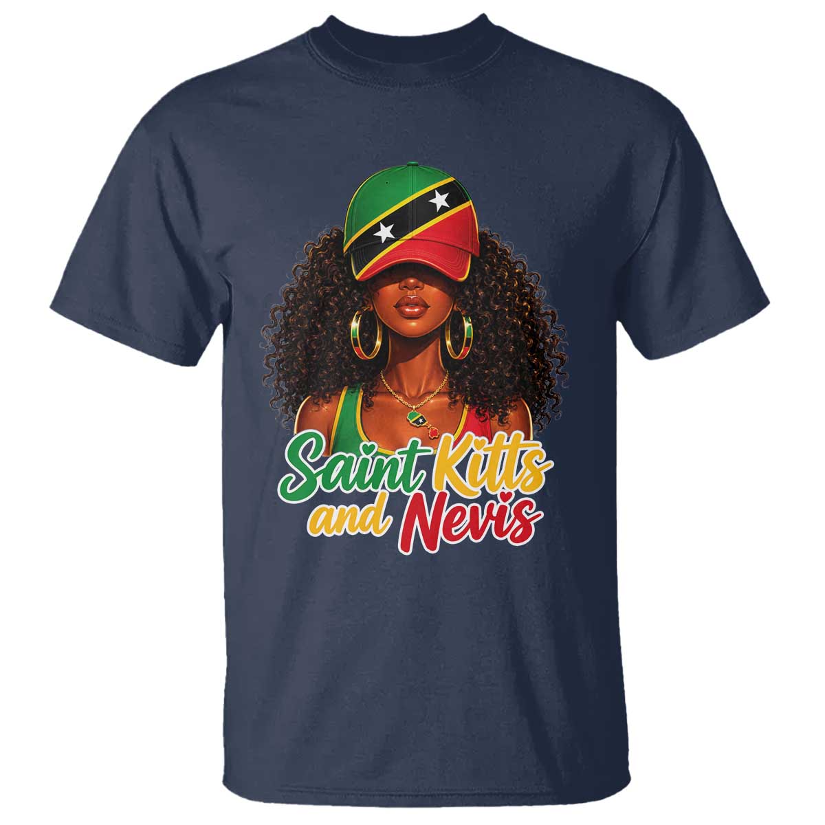 Saint Kitts and Nevis Princess T Shirt Melanin Afro Girl Heritage Gift for Black Girls