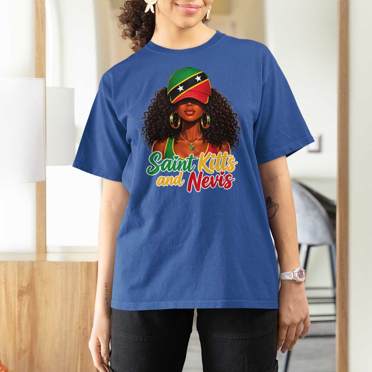 Saint Kitts and Nevis Princess T Shirt For Women Melanin Afro Girl Heritage Gift for Black Girls