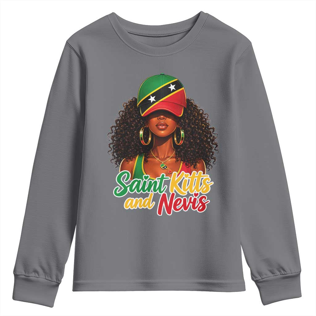 Saint Kitts and Nevis Princess Youth Sweatshirt Melanin Afro Girl Heritage Gift for Black Girls
