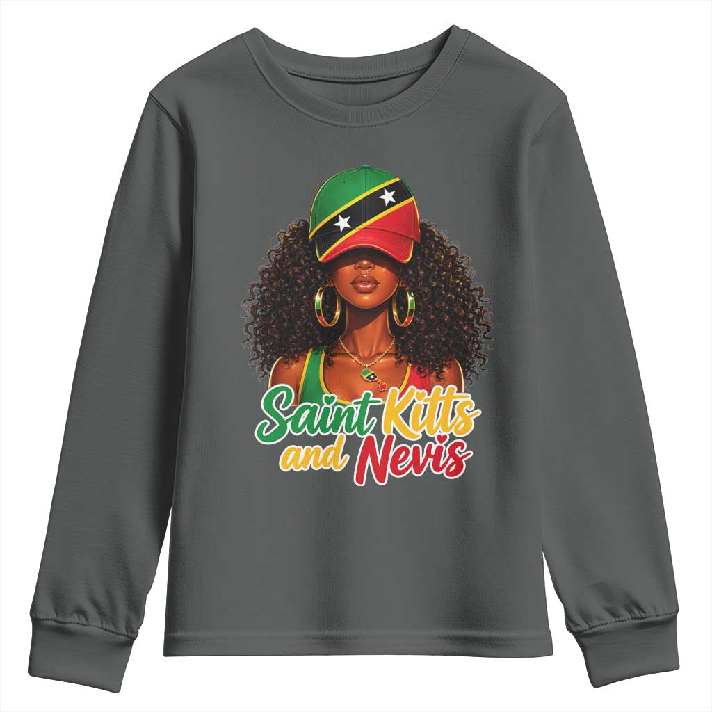 Saint Kitts and Nevis Princess Youth Sweatshirt Melanin Afro Girl Heritage Gift for Black Girls