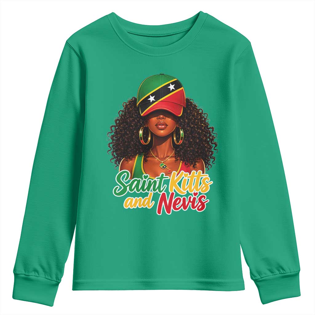 Saint Kitts and Nevis Princess Youth Sweatshirt Melanin Afro Girl Heritage Gift for Black Girls