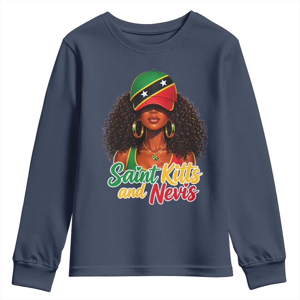 Saint Kitts and Nevis Princess Youth Sweatshirt Melanin Afro Girl Heritage Gift for Black Girls