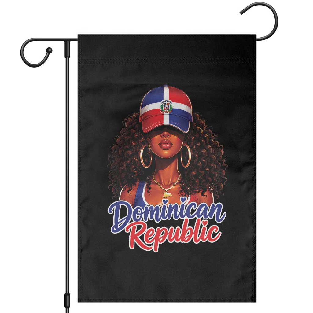 Dominican Republic Princess Garden Flag Melanin Afro Girl Heritage Gift for Black Girls