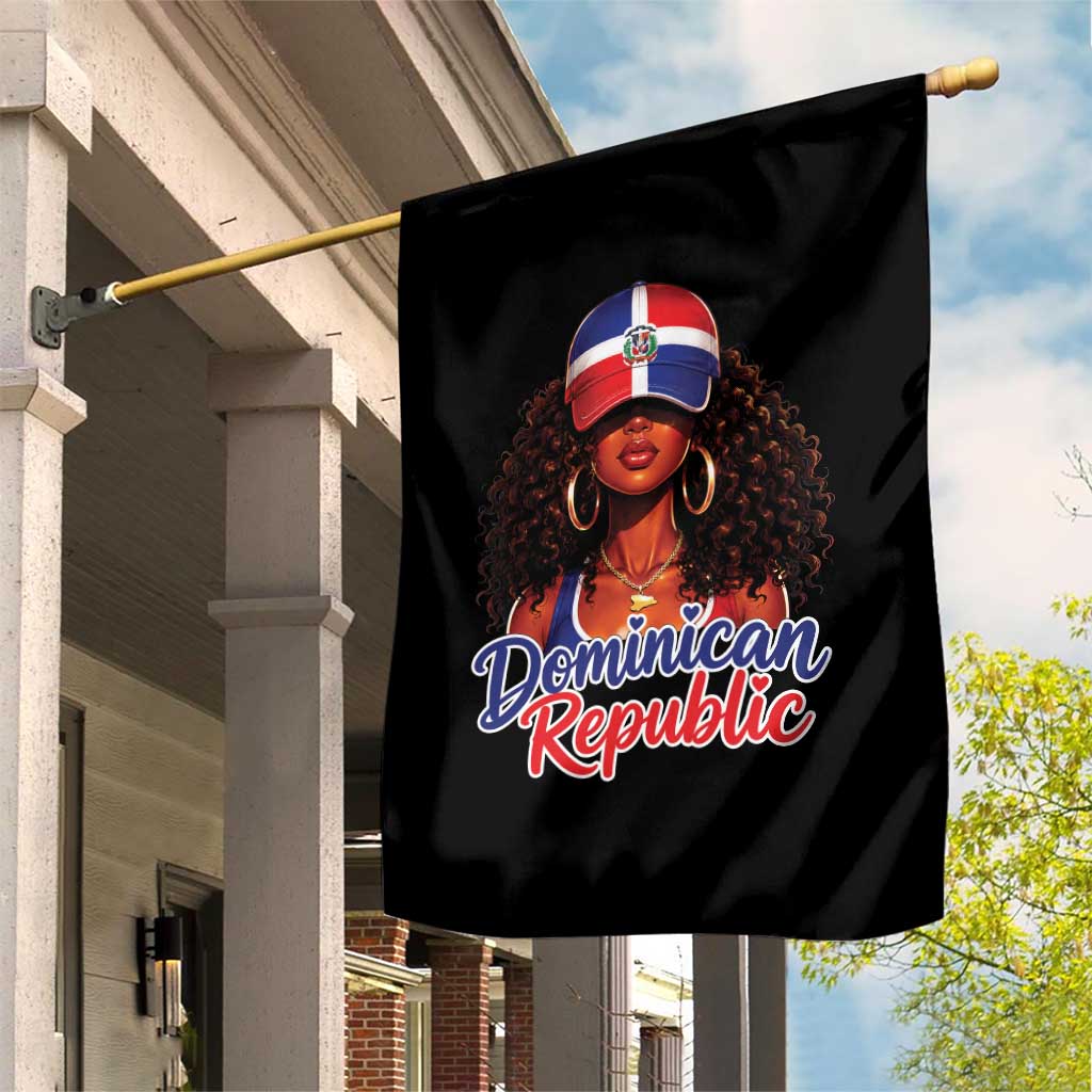Dominican Republic Princess Garden Flag Melanin Afro Girl Heritage Gift for Black Girls