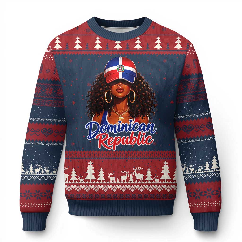 Dominican Republic Princess Ugly Christmas Sweater Melanin Afro Girl Heritage Gift for Black Girls
