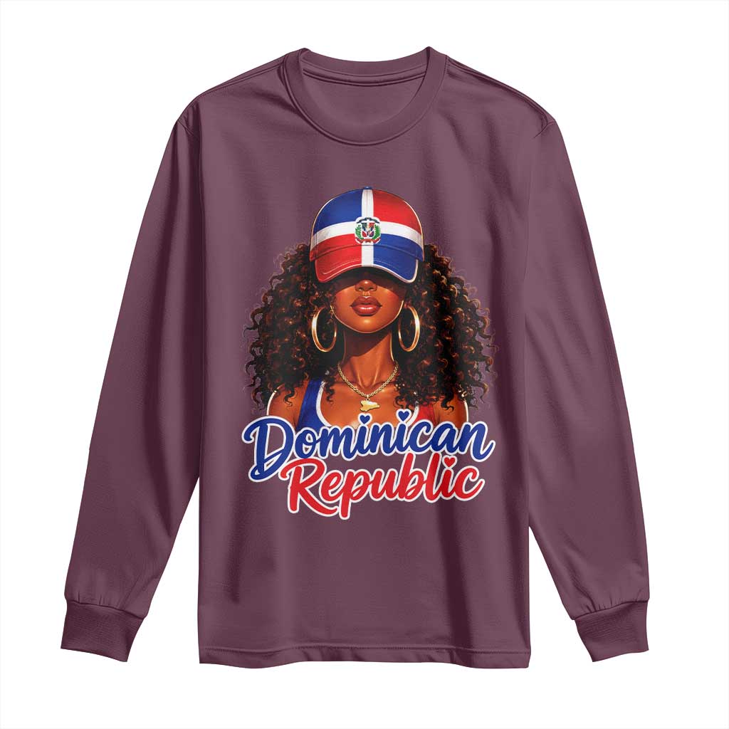Dominican Republic Princess Long Sleeve Shirt Melanin Afro Girl Heritage Gift for Black Girls