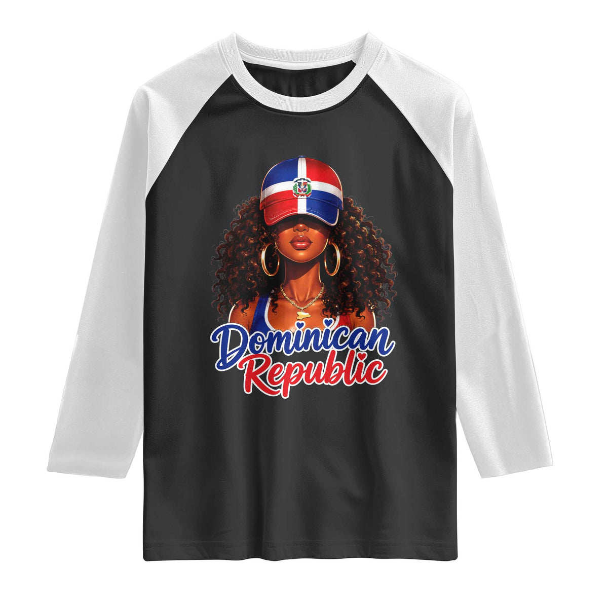 Dominican Republic Princess Raglan Shirt Melanin Afro Girl Heritage Gift for Black Girls