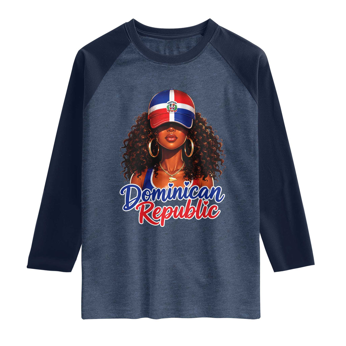 Dominican Republic Princess Raglan Shirt Melanin Afro Girl Heritage Gift for Black Girls