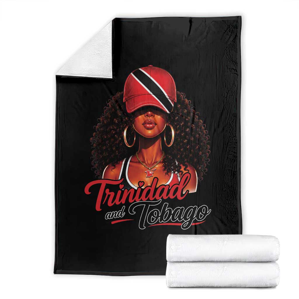 Trinidad and Tobago Afro Girl Throw Blanket Trini Black Queen Caribbean Pride Heritage Gift