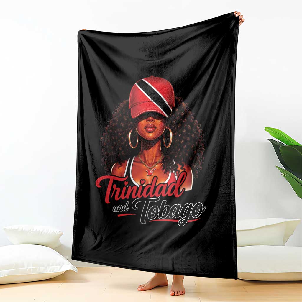 Trinidad and Tobago Afro Girl Throw Blanket Trini Black Queen Caribbean Pride Heritage Gift
