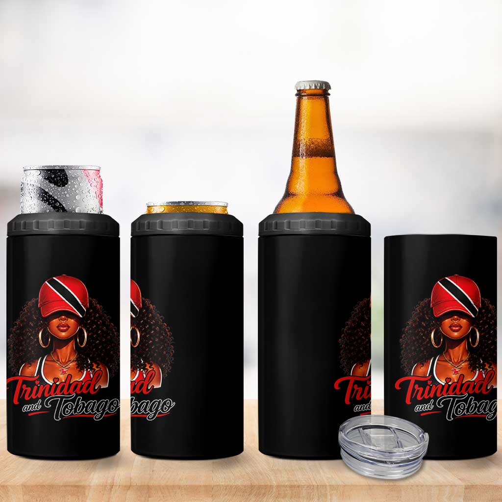 Trinidad and Tobago Afro Girl 4 in 1 Can Cooler Tumbler Trini Black Queen Caribbean Pride Heritage Gift