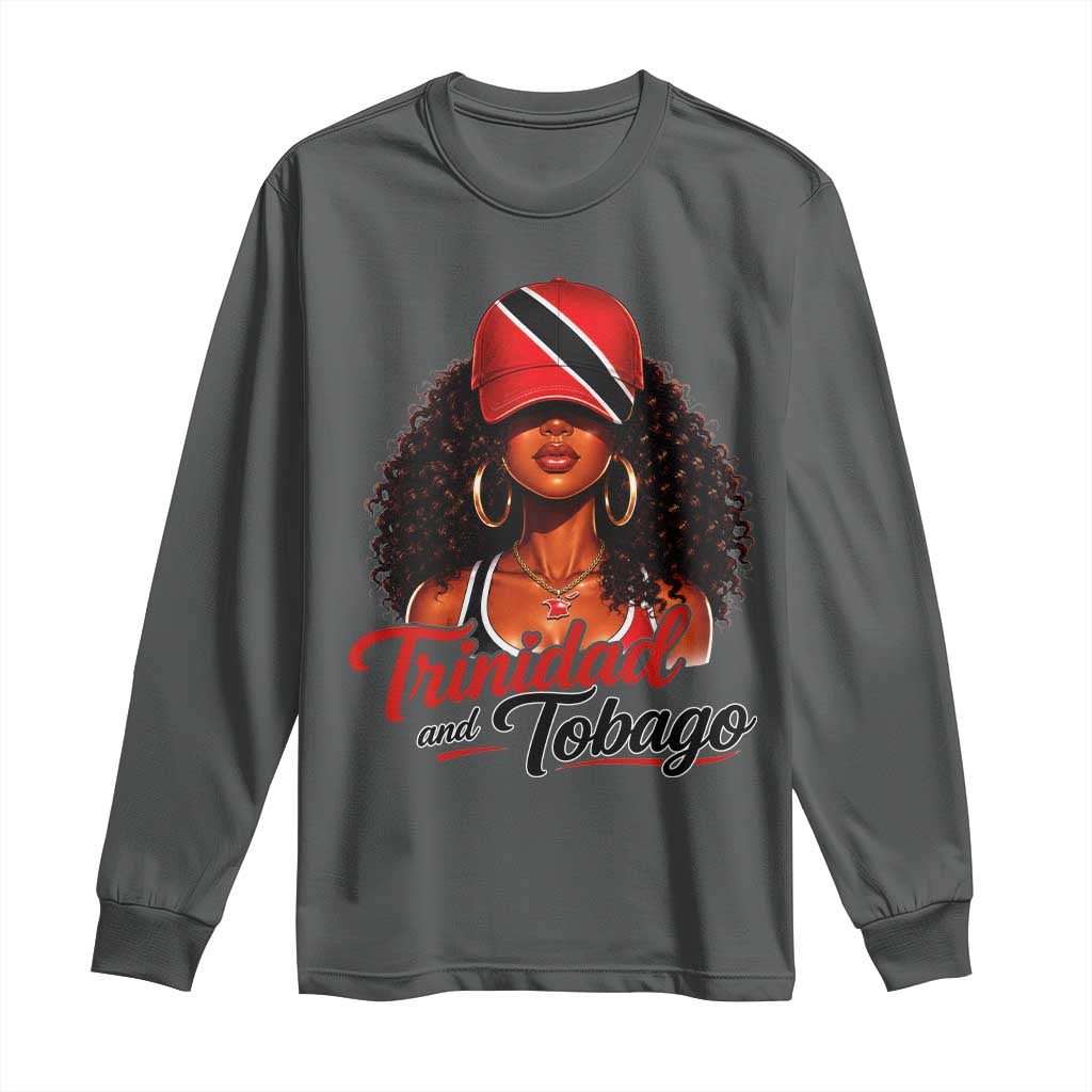 Trinidad and Tobago Afro Girl Long Sleeve Shirt Trini Black Queen Caribbean Pride Heritage Gift