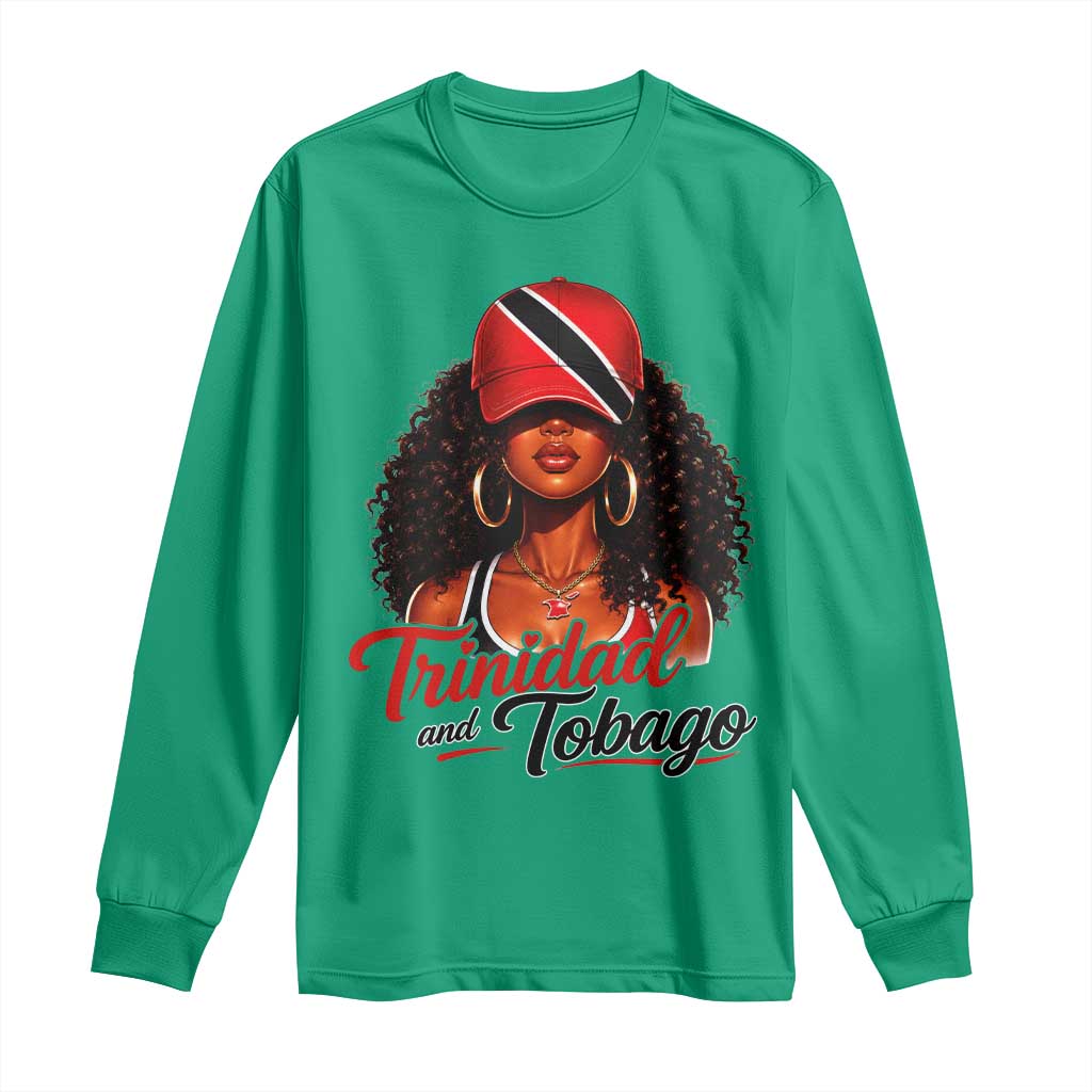 Trinidad and Tobago Afro Girl Long Sleeve Shirt Trini Black Queen Caribbean Pride Heritage Gift