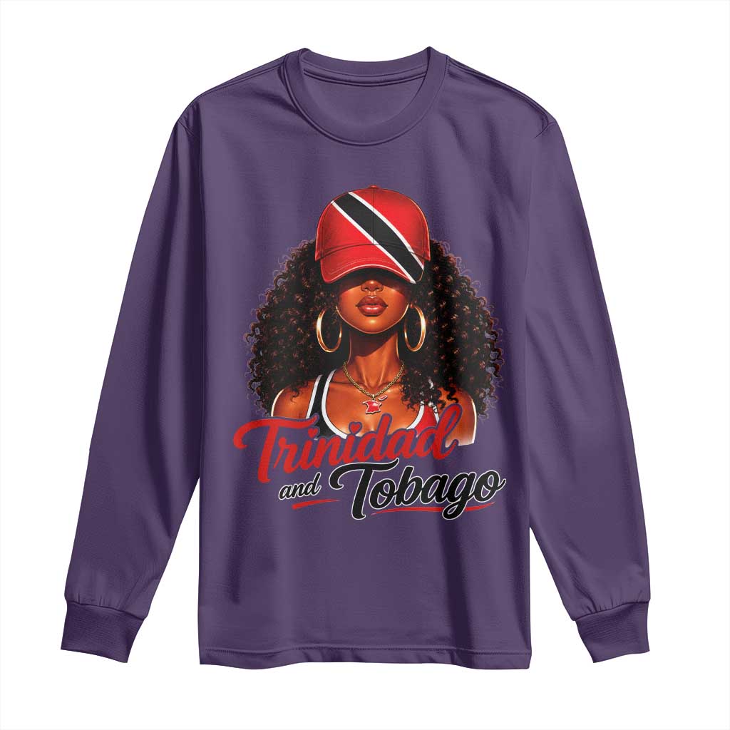 Trinidad and Tobago Afro Girl Long Sleeve Shirt Trini Black Queen Caribbean Pride Heritage Gift