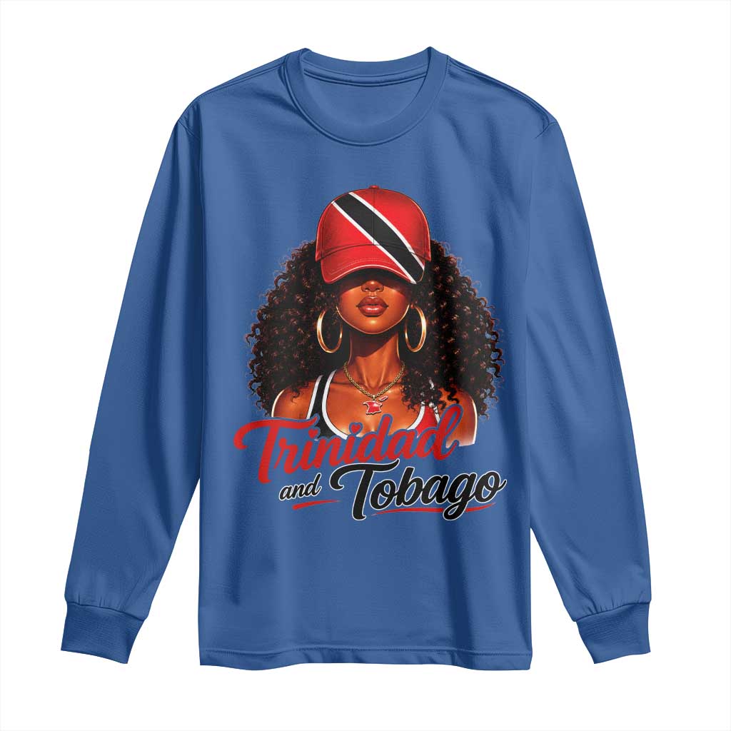 Trinidad and Tobago Afro Girl Long Sleeve Shirt Trini Black Queen Caribbean Pride Heritage Gift