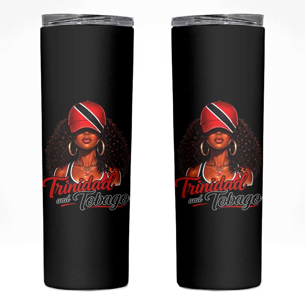 Trinidad and Tobago Afro Girl Skinny Tumbler Trini Black Queen Caribbean Pride Heritage Gift