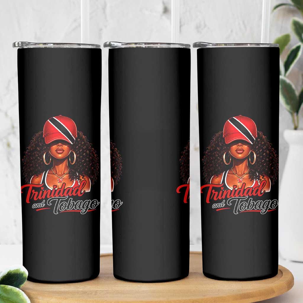 Trinidad and Tobago Afro Girl Skinny Tumbler Trini Black Queen Caribbean Pride Heritage Gift