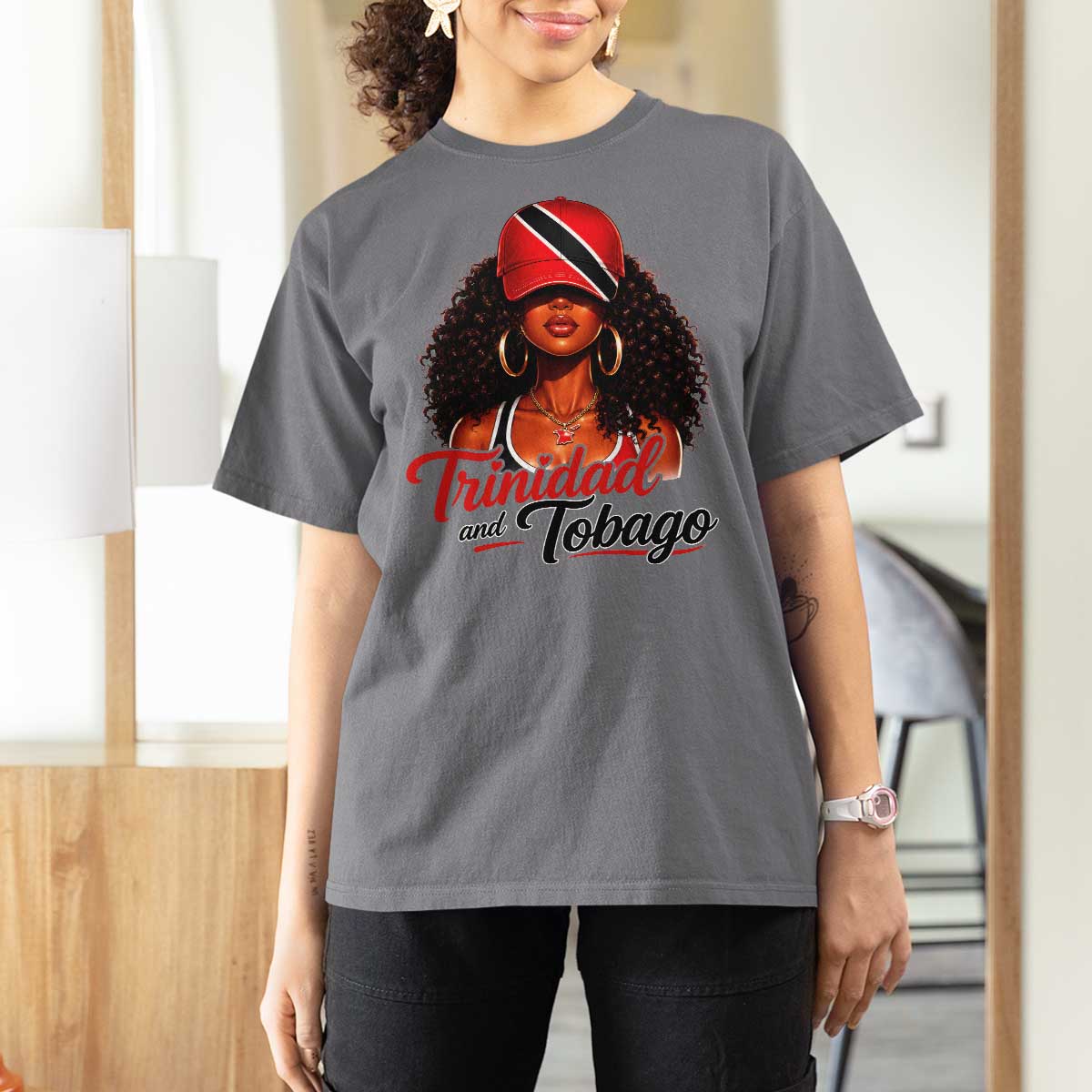 Trinidad and Tobago Afro Girl T Shirt For Women Trini Black Queen Caribbean Pride Heritage Gift