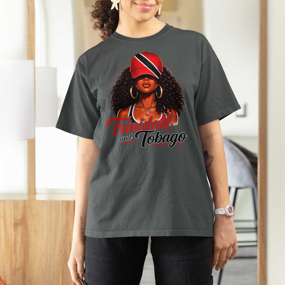 Trinidad and Tobago Afro Girl T Shirt For Women Trini Black Queen Caribbean Pride Heritage Gift