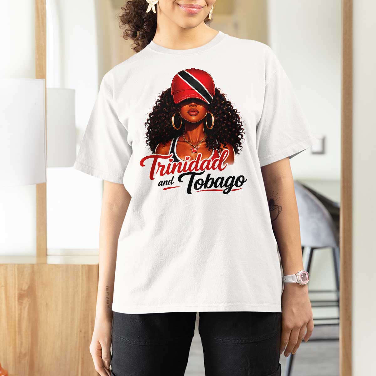 Trinidad and Tobago Afro Girl T Shirt For Women Trini Black Queen Caribbean Pride Heritage Gift