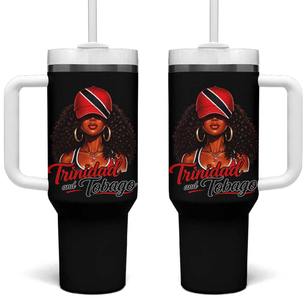 Trinidad and Tobago Afro Girl Tumbler With Handle Trini Black Queen Caribbean Pride Heritage Gift