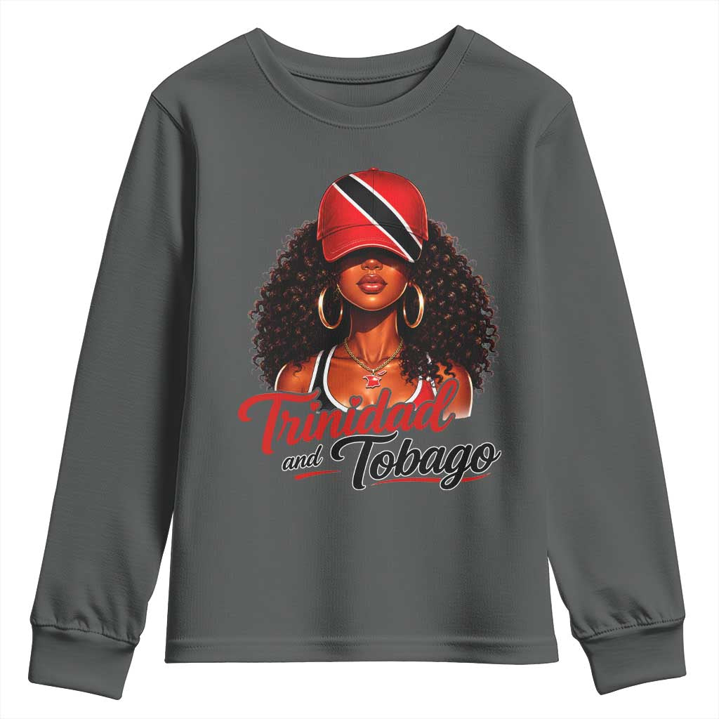 Trinidad and Tobago Afro Girl Youth Sweatshirt Trini Black Queen Caribbean Pride Heritage Gift