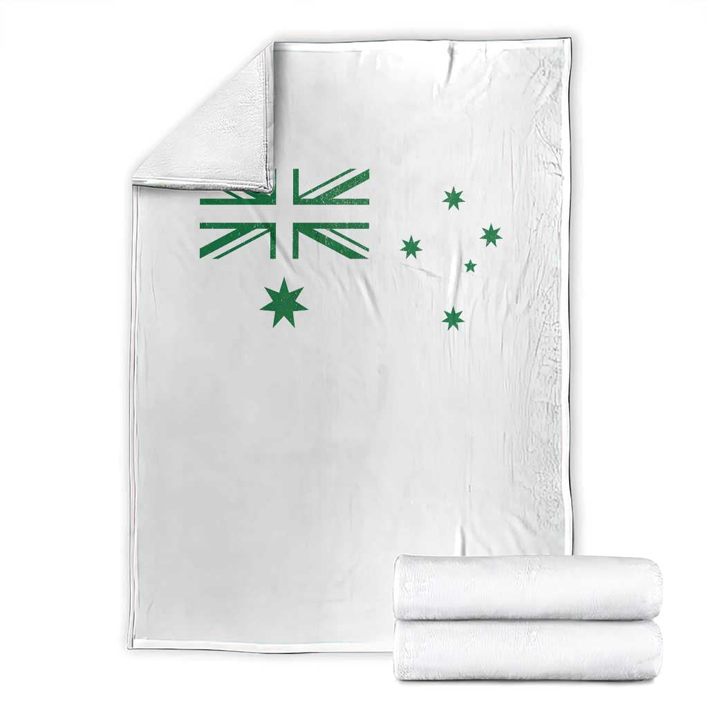 Green Australian Flag Throw Blanket Australia Patriotic Country Pride Monochrome Minimalist Graphic
