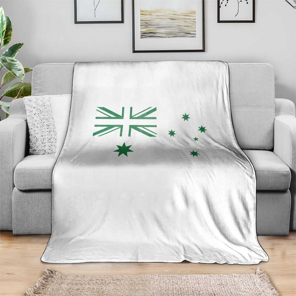 Green Australian Flag Throw Blanket Australia Patriotic Country Pride Monochrome Minimalist Graphic