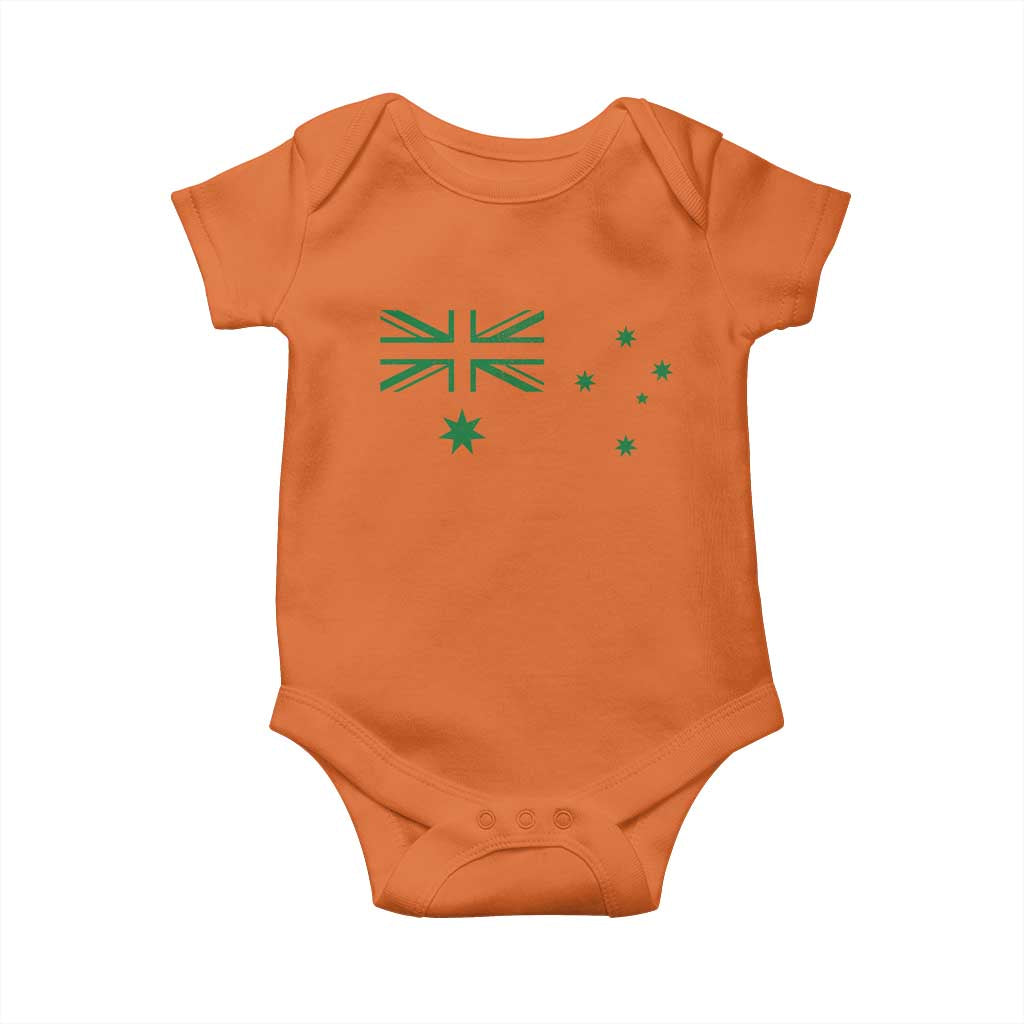 Green Australian Flag Baby Onesie Australia Patriotic Country Pride Monochrome Minimalist Graphic
