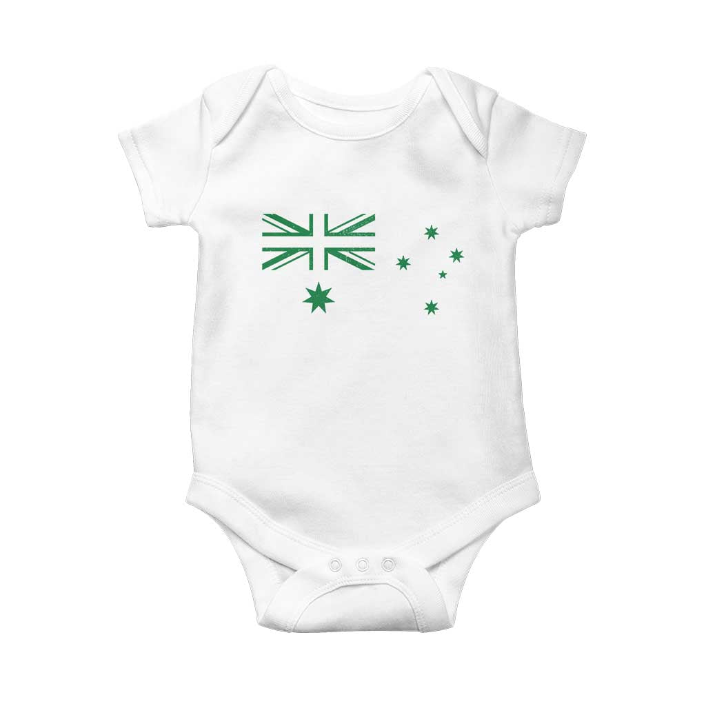Green Australian Flag Baby Onesie Australia Patriotic Country Pride Monochrome Minimalist Graphic