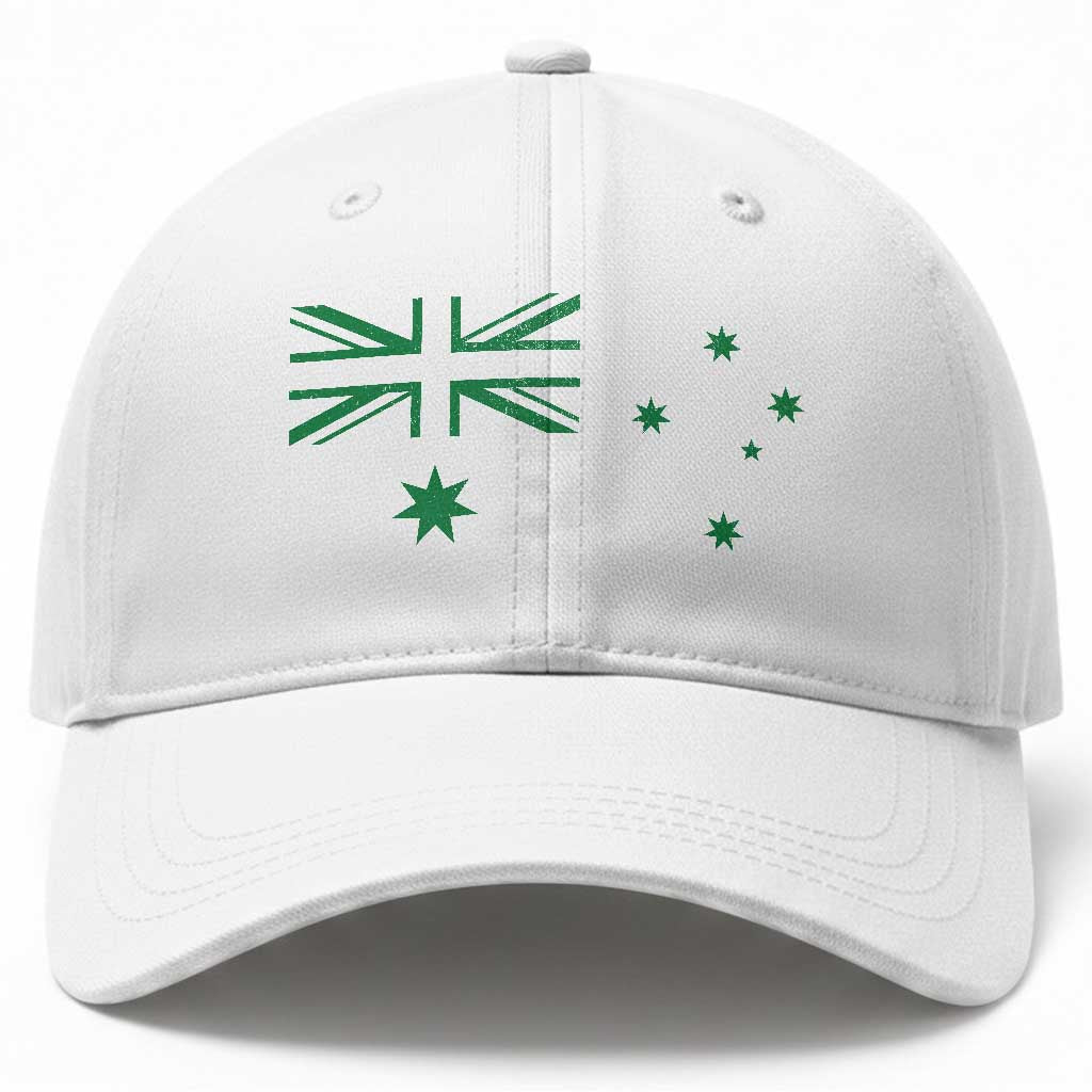 Green Australian Flag Baseball Cap Australia Patriotic Country Pride Monochrome Minimalist Graphic