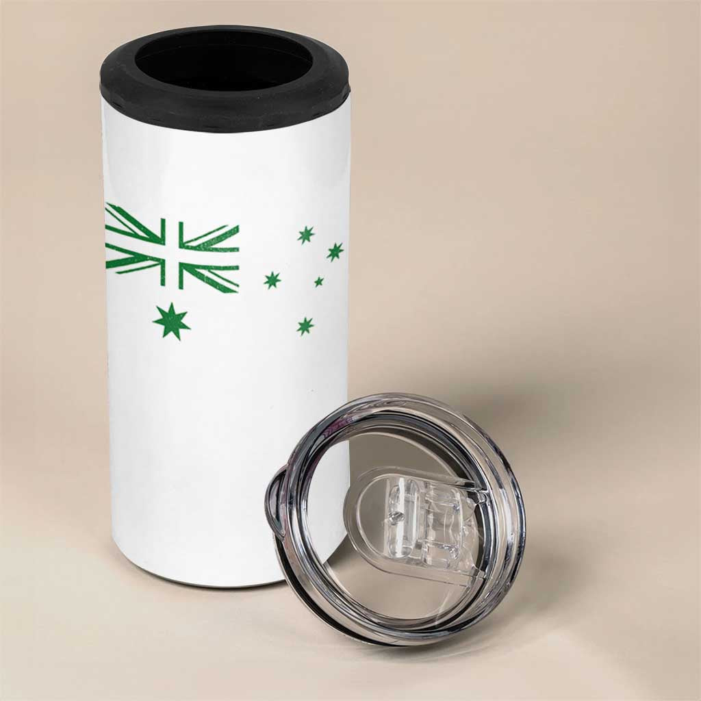 Green Australian Flag 4 in 1 Can Cooler Tumbler Australia Patriotic Country Pride Monochrome Minimalist Graphic
