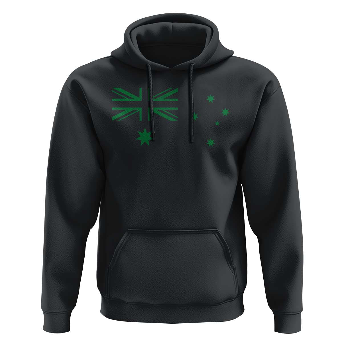 Green Australian Flag Hoodie Australia Patriotic Country Pride Monochrome Minimalist Graphic