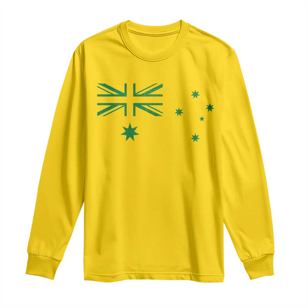 Green Australian Flag Long Sleeve Shirt Australia Patriotic Country Pride Monochrome Minimalist Graphic