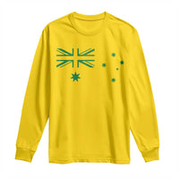 Green Australian Flag Long Sleeve Shirt Australia Patriotic Country Pride Monochrome Minimalist Graphic